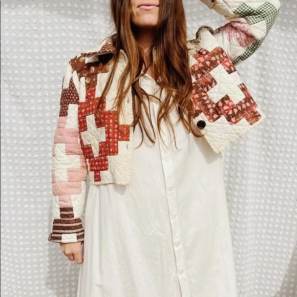 THE LUDLOW SHOP brand new rare 1800s friendship quilt crop coat small medium S/M - Picture 4 of 15